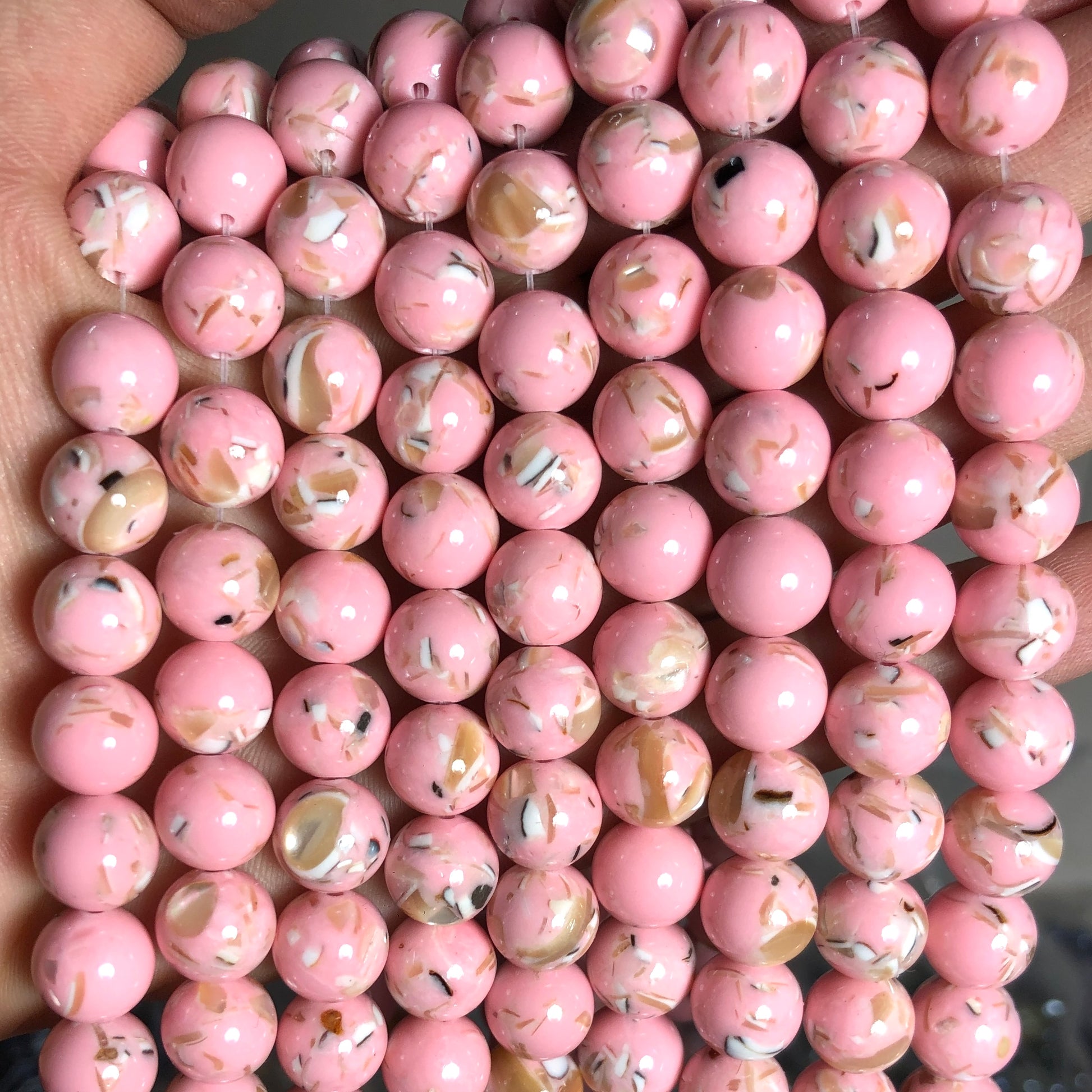 2 Strands/lot 10mm Pink Shell Turquoise Round Stone Beads Stone Beads Turquoise Beads Charms Beads Beyond