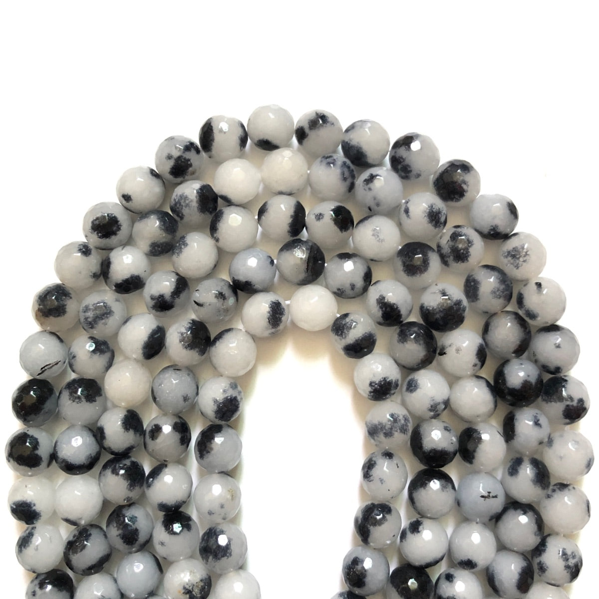 2 Strands/lot 10mm White Black Faceted Jade Stone Beads Stone Beads Faceted Jade Beads New Beads Arrivals Charms Beads Beyond