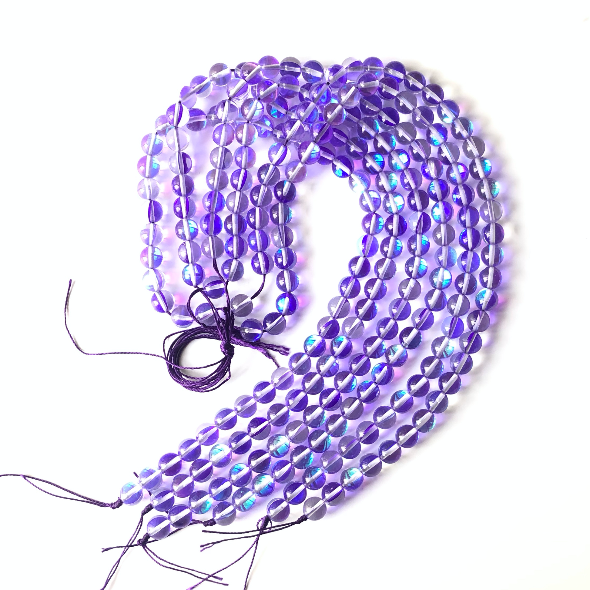 2 Strands/lot 10mm Purple Moonstone Beads Glass Beads Round Glass Beads Charms Beads Beyond