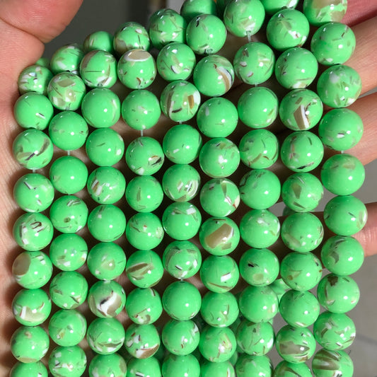 2 Strands/lot 10mm Green Shell Turquoise Round Stone Beads Stone Beads Turquoise Beads Charms Beads Beyond