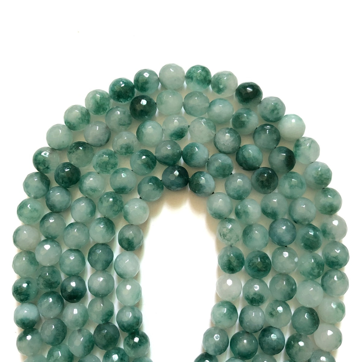 2 Strands/lot 10mm White Green Faceted Jade Stone Beads Stone Beads Faceted Jade Beads New Beads Arrivals Charms Beads Beyond