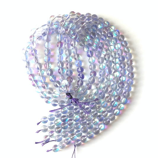 2 Strands/lot 10mm Light Purple Moonstone Beads Glass Beads Round Glass Beads Charms Beads Beyond