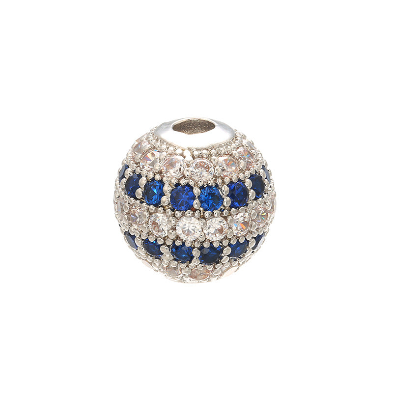 20pcs/lot 10mm CZ Paved Round Ball Spacers Blue CZ-Silver CZ Paved Spacers 10mm Beads Ball Beads Charms Beads Beyond