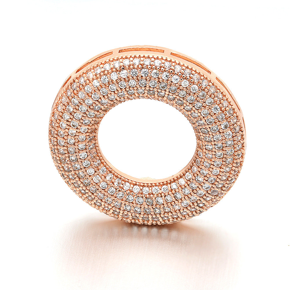 10pcs/lot 27mm CZ Paved Rose Gold Circle Spacers CZ Paved Spacers Charms Beads Beyond