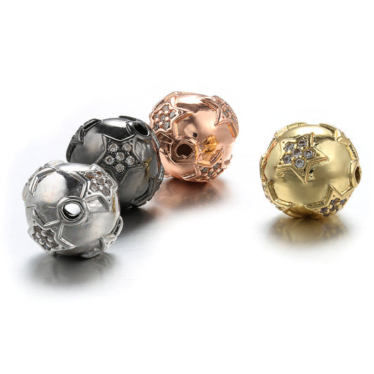 20pcs/lot 12mm CZ Paved Star Round Ball CZ Spacers Mix Color CZ Paved Spacers 12mm Beads Ball Beads Charms Beads Beyond
