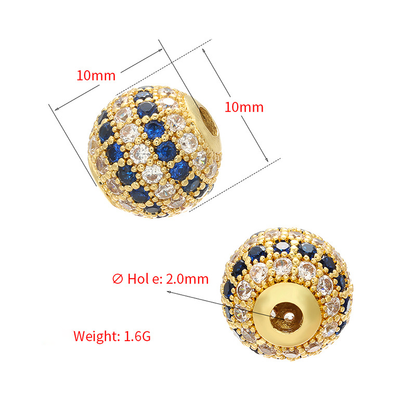 20pcs/lot 10mm CZ Paved Round Ball Spacers CZ Paved Spacers 10mm Beads Ball Beads Charms Beads Beyond