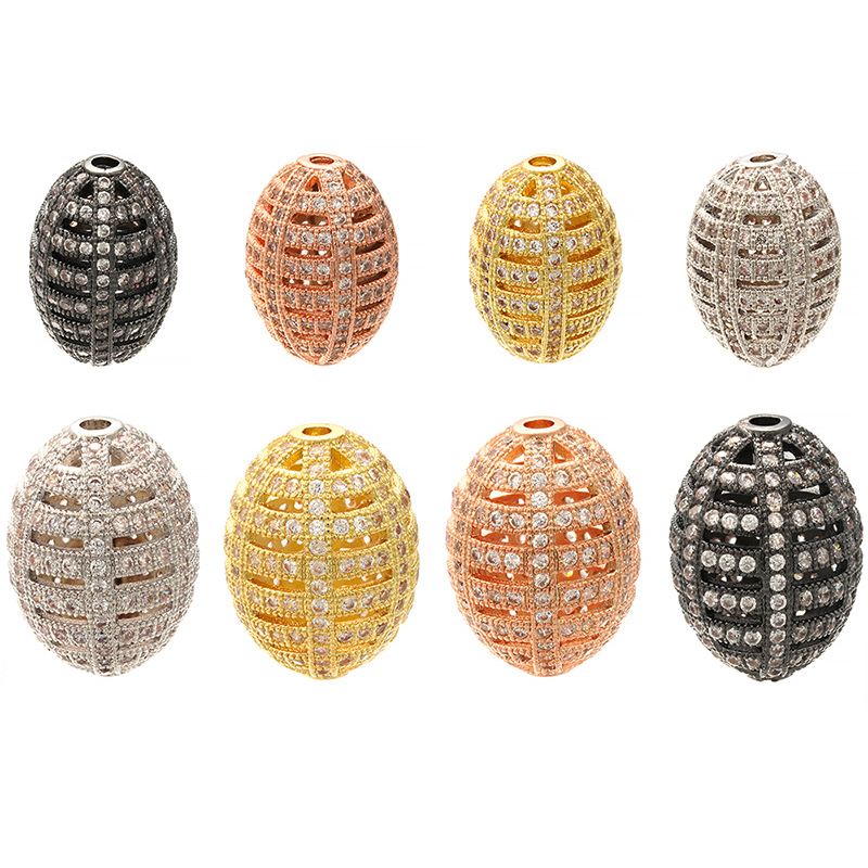 20pcs/lot 15*20mm CZ Paved Oliver Shape Hollow Spacers Mix Color CZ Paved Spacers Oval Spacers Charms Beads Beyond