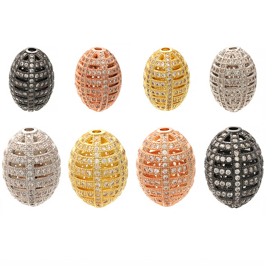 20pcs/lot 15*20mm CZ Paved Oliver Shape Hollow Spacers Mix Color CZ Paved Spacers Oval Spacers Charms Beads Beyond