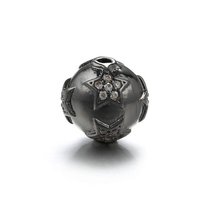 20pcs/lot 12mm CZ Paved Star Round Ball CZ Spacers Black CZ Paved Spacers 12mm Beads Ball Beads Charms Beads Beyond