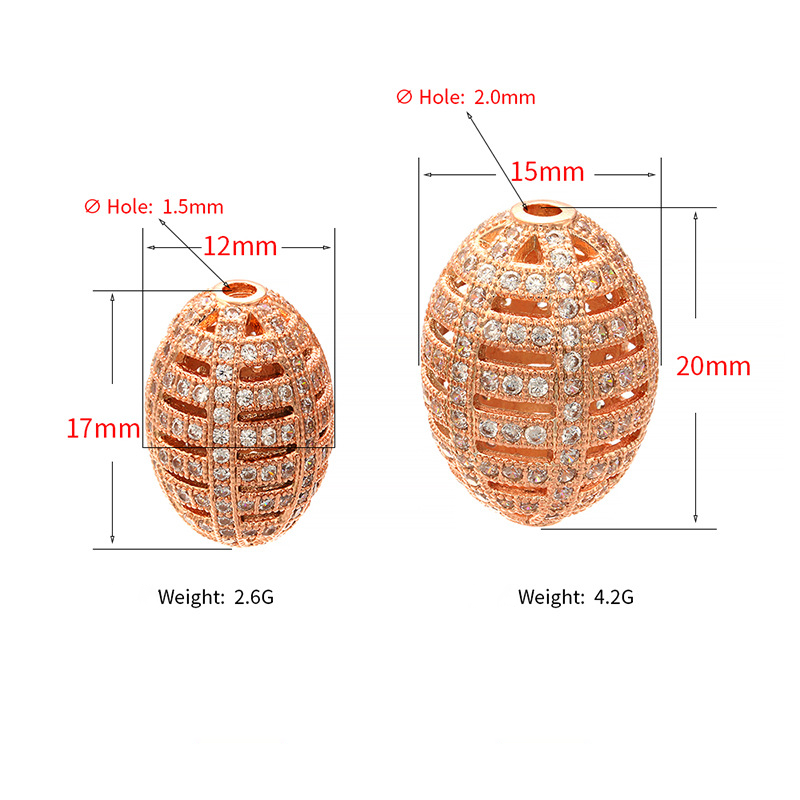 20pcs/lot 15*20mm CZ Paved Oliver Shape Hollow Spacers CZ Paved Spacers Oval Spacers Charms Beads Beyond