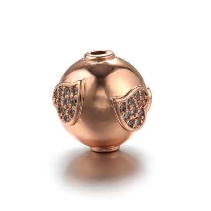 20pcs/lot 12mm CZ Paved Heart Round Ball Spacers Rose Gold CZ Paved Spacers 12mm Beads Ball Beads Charms Beads Beyond