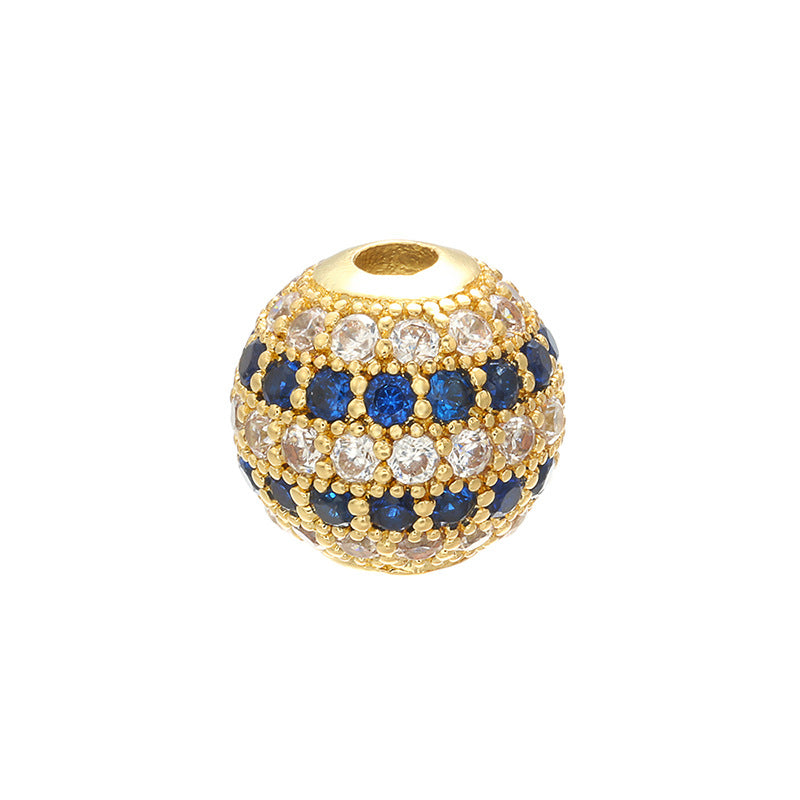 20pcs/lot 10mm CZ Paved Round Ball Spacers Blue CZ-Gold CZ Paved Spacers 10mm Beads Ball Beads Charms Beads Beyond