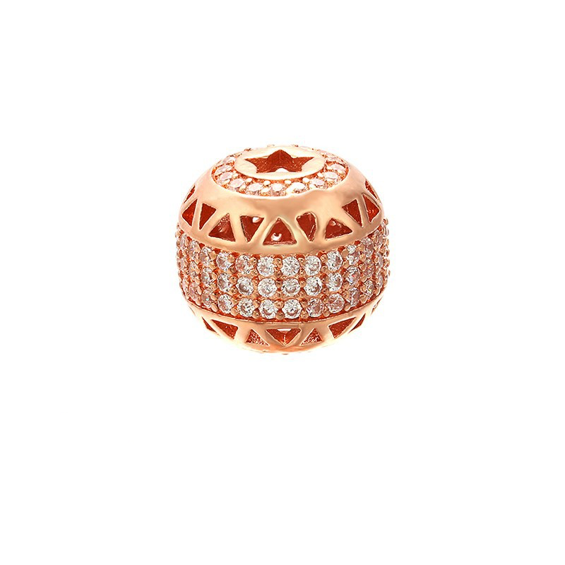 20pcs/lot 12*10mm CZ Paved Hollow Spacers Rose Gold CZ Paved Spacers Rondelle Beads Charms Beads Beyond