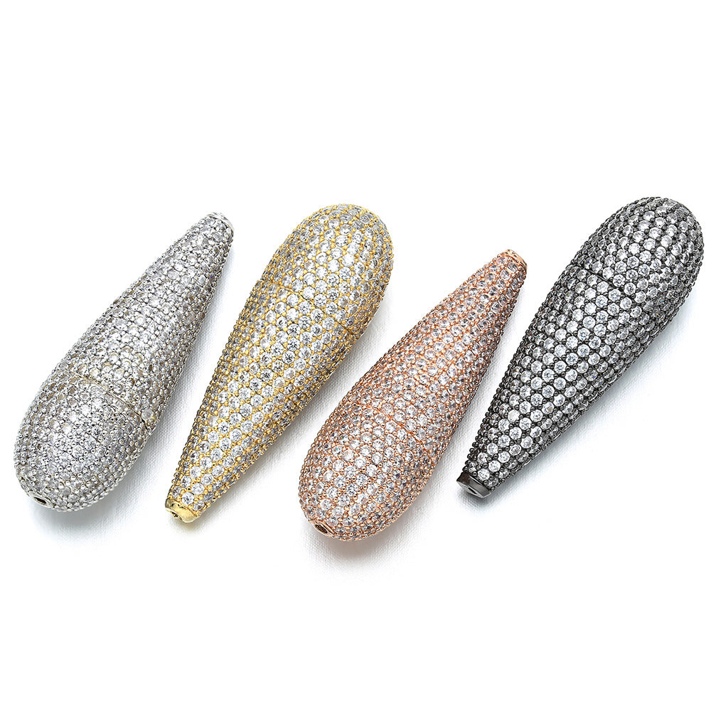 10pcs/lot 12*37mm CZ Paved Conic Shape Spacers Mix Color CZ Paved Spacers Charms Beads Beyond