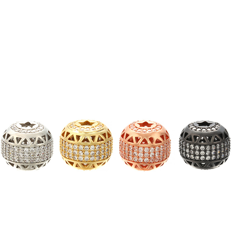 20pcs/lot 12*10mm CZ Paved Hollow Spacers Mix Color CZ Paved Spacers Rondelle Beads Charms Beads Beyond