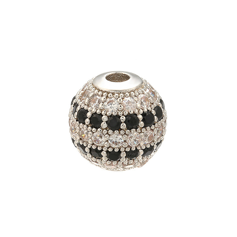 20pcs/lot 10mm CZ Paved Round Ball Spacers Black CZ-Silver CZ Paved Spacers 10mm Beads Ball Beads Charms Beads Beyond