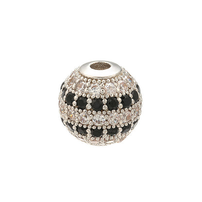 20pcs/lot 10mm CZ Paved Round Ball Spacers Black CZ-Silver CZ Paved Spacers 10mm Beads Ball Beads Charms Beads Beyond