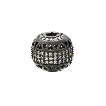 20pcs/lot 12*10mm CZ Paved Hollow Spacers Black CZ Paved Spacers Rondelle Beads Charms Beads Beyond