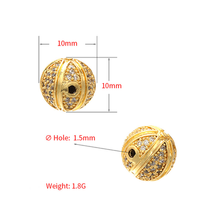 20pcs/lot 10mm CZ Paved Basketball Spacers CZ Paved Spacers 10mm Beads Ball Beads Charms Beads Beyond