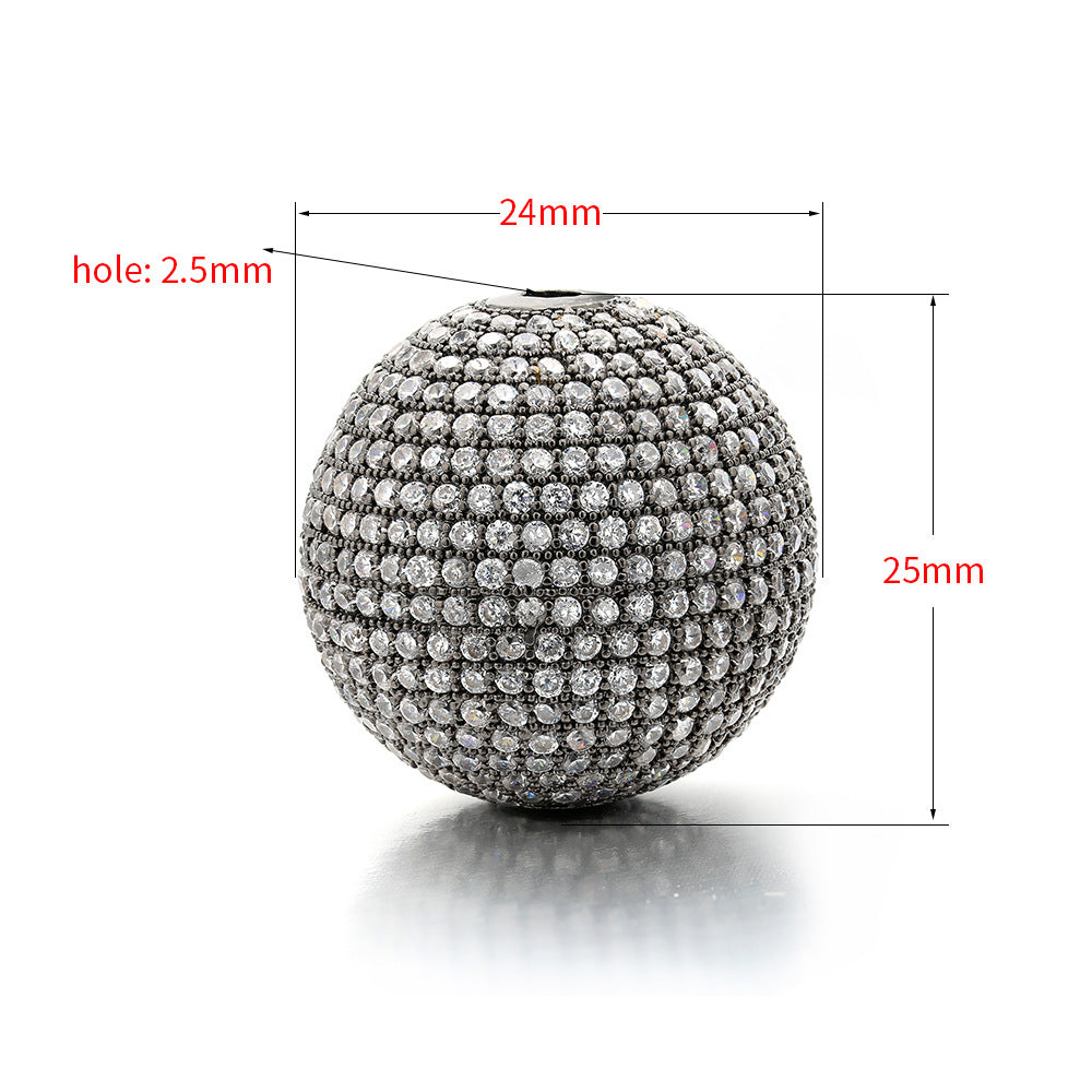 10pcs/lot 24*25mm CZ Paved Round Ball Spacers CZ Paved Spacers Ball Beads Charms Beads Beyond