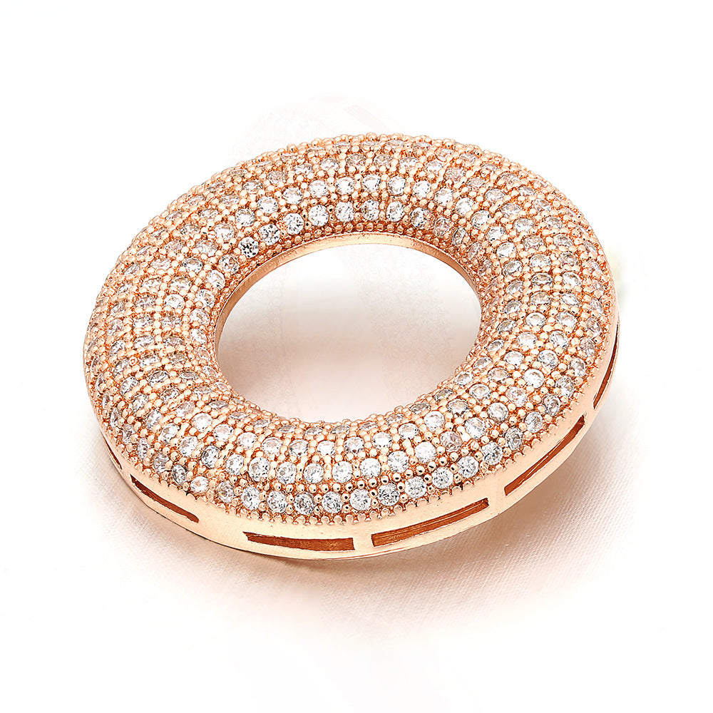 10pcs/lot 27mm CZ Paved Rose Gold Circle Spacers Rose Gold CZ Paved Spacers Charms Beads Beyond
