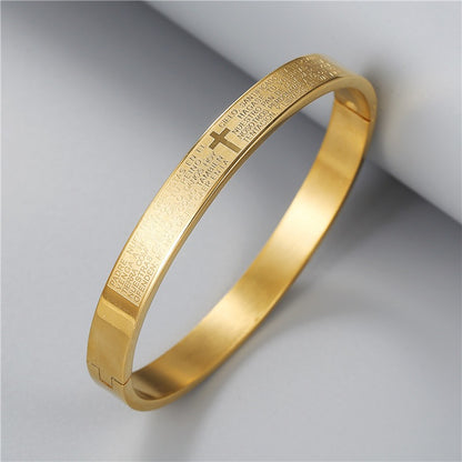 5pcs/lot Bible Stainless Steel Bangle for Men and Women Gold-5pcs Men Bracelets Charms Beads Beyond