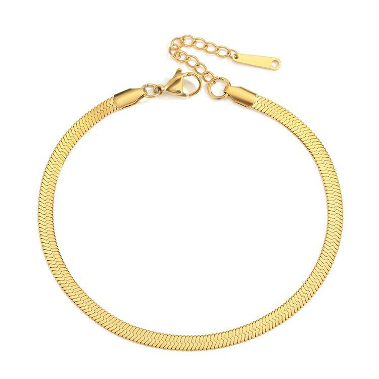 10pcs/lot 3/4/5mm Adjustable Gold Plated Stainless Steel Snake Chain Anklets Women Bracelets Charms Beads Beyond