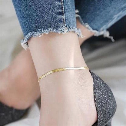 10pcs/lot 3/4/5mm Adjustable Gold Plated Stainless Steel Snake Chain Anklets Women Bracelets Charms Beads Beyond