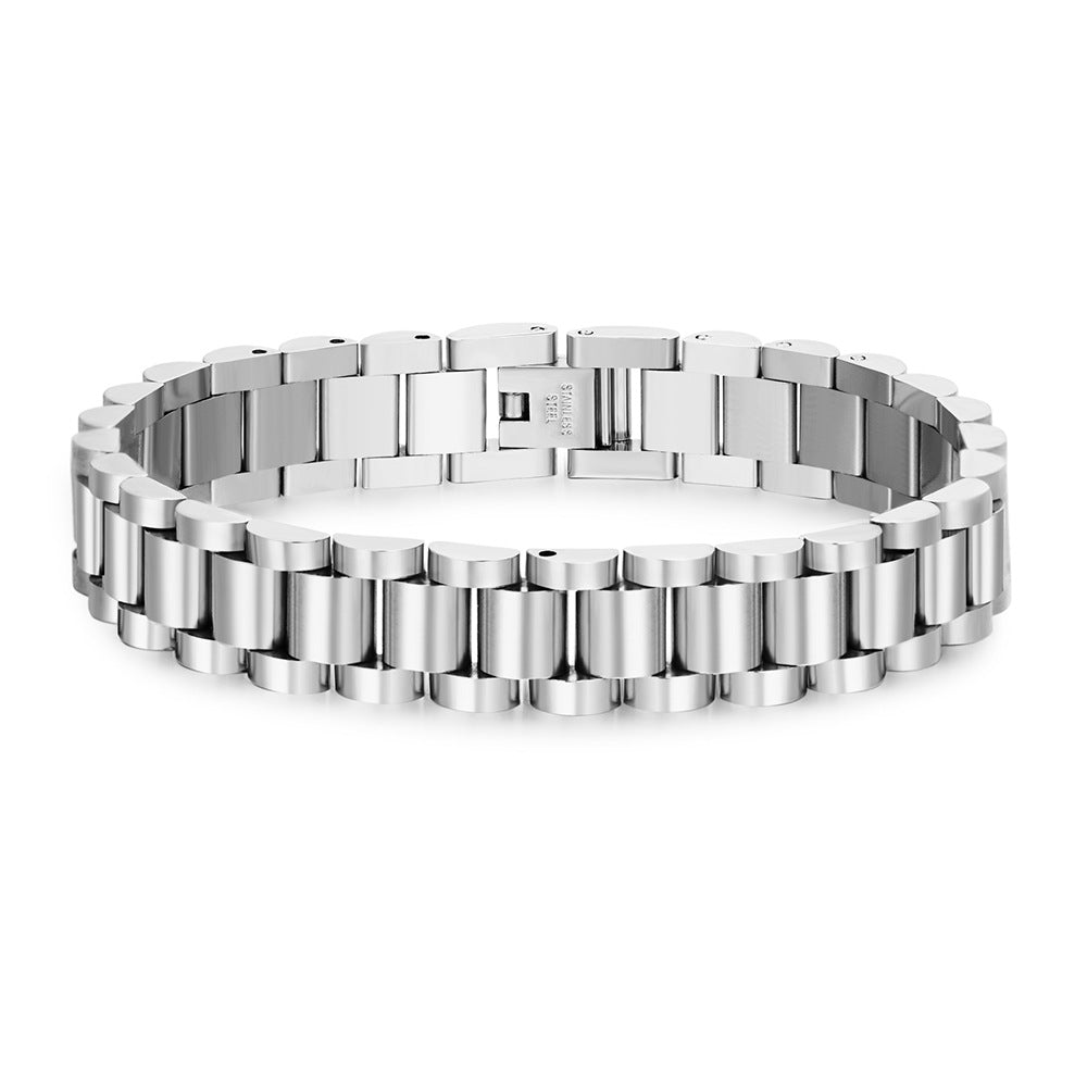 2 Set/lot 12mm 7.8inch Stainless Steel Watch Band Bracelet Set for Men & Women 2 Sets Silver Men Bracelets Charms Beads Beyond