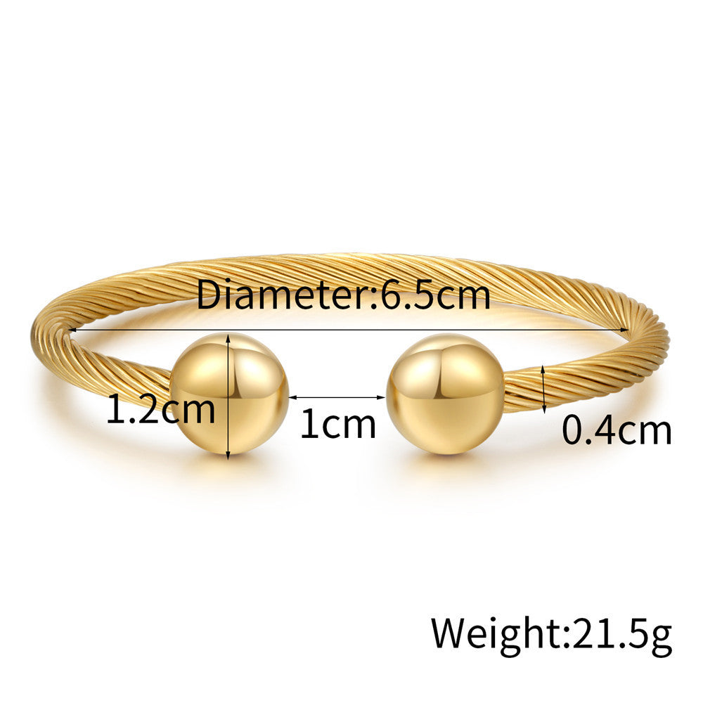 5pcs/lot Stainless Steel Round Ball Open Bangle for Women Women Bracelets Charms Beads Beyond