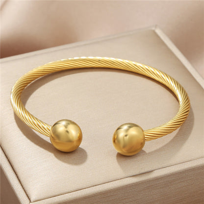 5pcs/lot Stainless Steel Round Ball Open Bangle for Women Women Bracelets Charms Beads Beyond