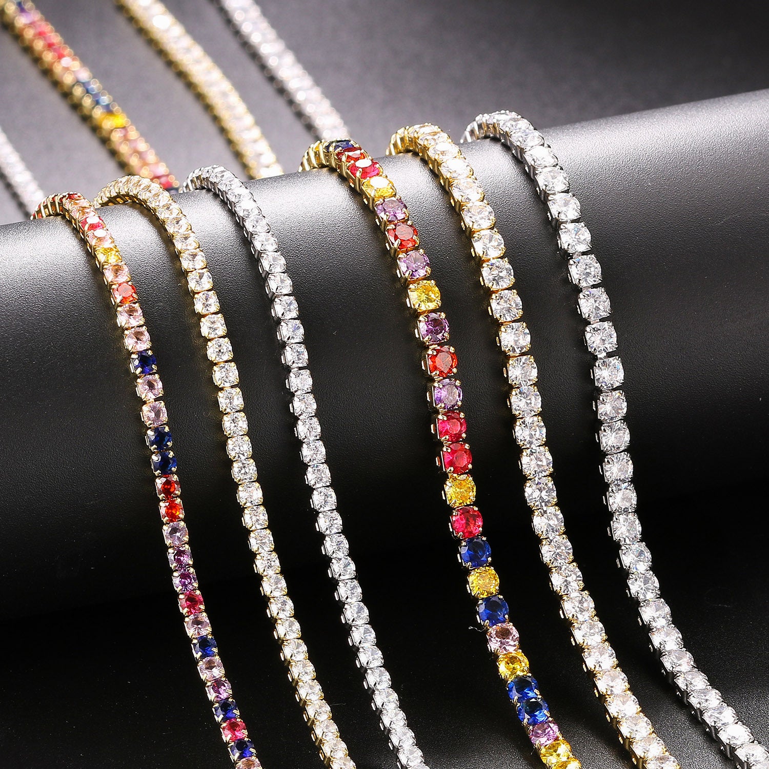 5pcs/lot 14/16/18inch Gold & Silver Tennis Chain Necklaces Chain Necklaces Charms Beads Beyond