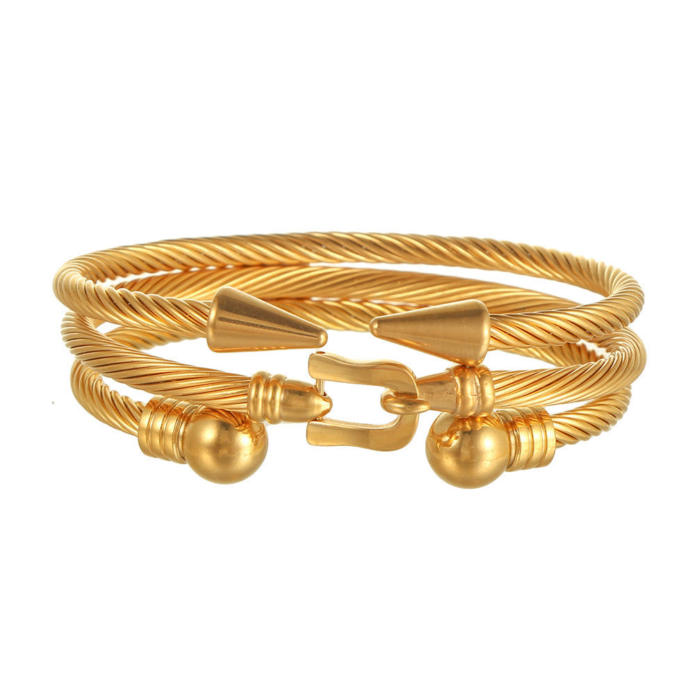3pcs/set Stainless Steel Belt Bangle Open Bangle Set for Men Gold Set Men Bracelets Charms Beads Beyond