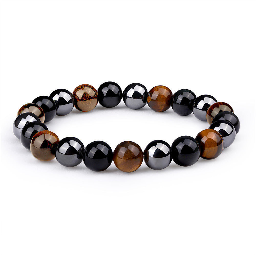 5 Sets/Lot 8mm Tiger Eye Hematite Black Obsidian Bracelet Set for Men Men Bracelets Charms Beads Beyond