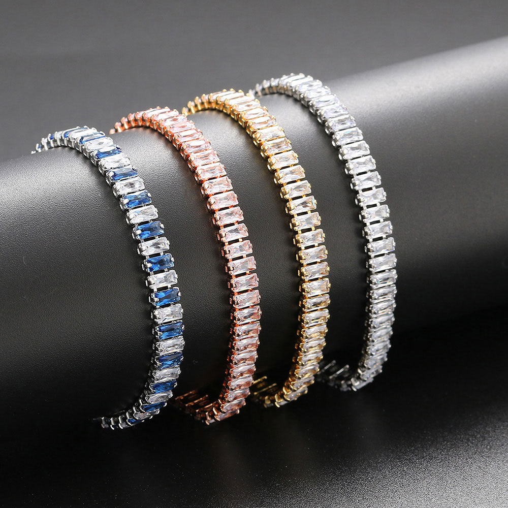 10pcs/lot Gold Plated 2.5*5mm CZ Pave Gold Silver Rose Gold Bracelet Women Bracelets Charms Beads Beyond