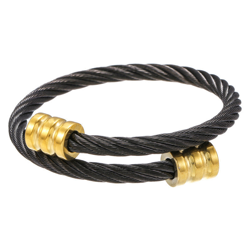 5pcs/lot Fashion Stainless Steel Bangle for Men Black + Gold Men Bracelets Charms Beads Beyond