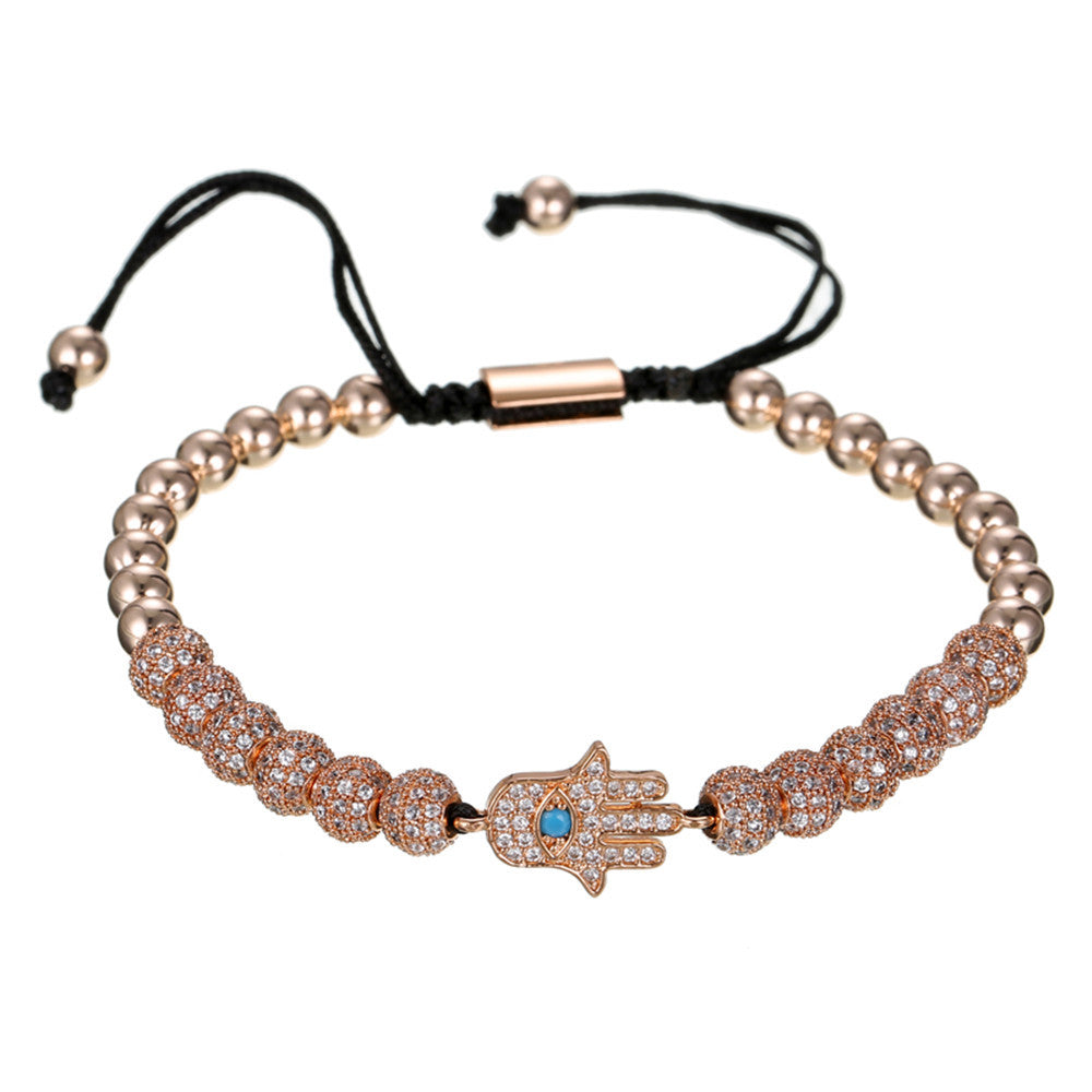 CZ Paved Hamsa Bracelet for Men Rose Gold Men Bracelets Charms Beads Beyond