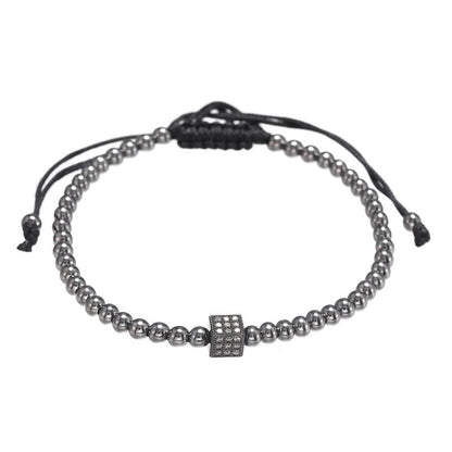 5pcs/lot CZ Paved Square Spacer Bracelets for Men Black Men Bracelets Charms Beads Beyond