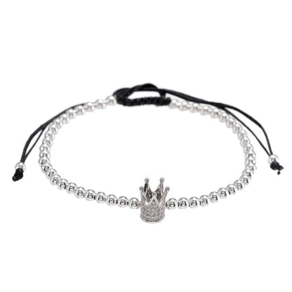 5pcs/lot CZ Paved Crown Bracelets for Men Silver Men Bracelets Charms Beads Beyond