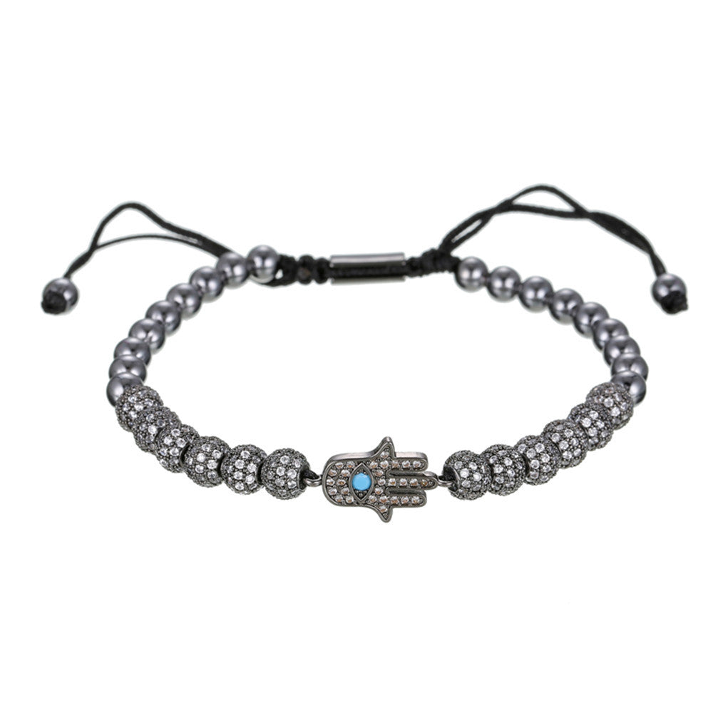 CZ Paved Hamsa Bracelet for Men Black Men Bracelets Charms Beads Beyond