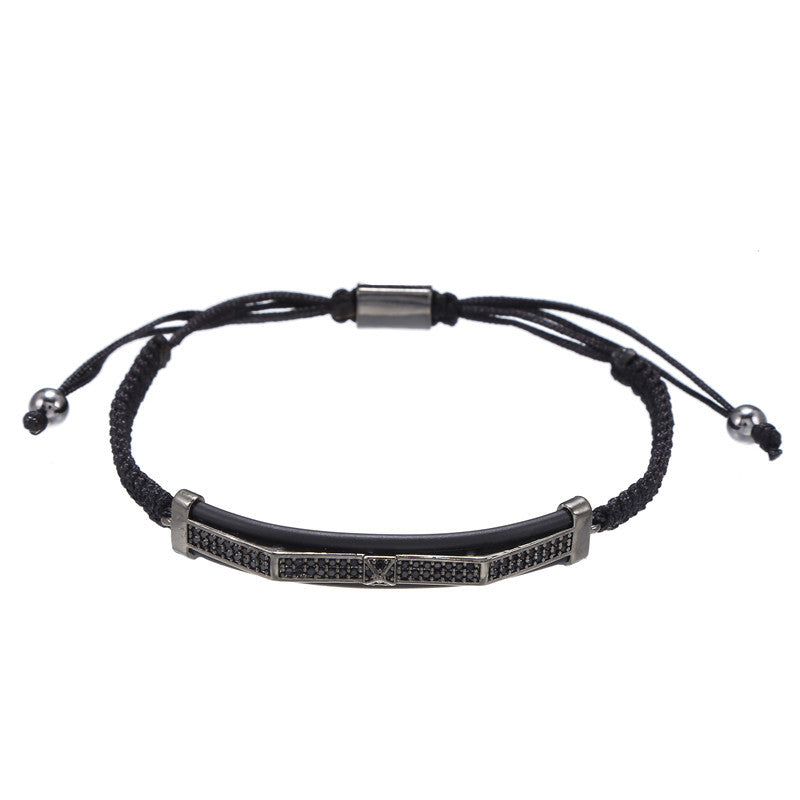 5pcs/lot CZ Paved Curved Bracelets for Men Gunmetal Men Bracelets Charms Beads Beyond