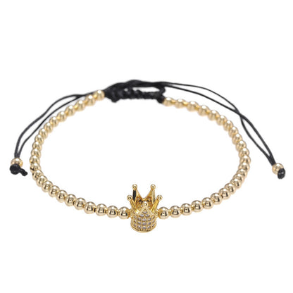 5pcs/lot CZ Paved Crown Bracelets for Men Gold Men Bracelets Charms Beads Beyond