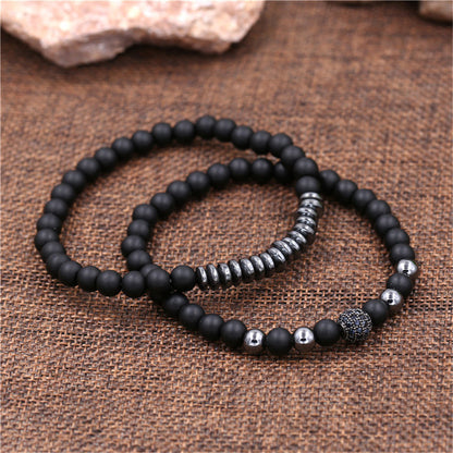 5 sets/lot CZ Paved Spacers Black Matte Stone Bracelets Men Bracelets Charms Beads Beyond