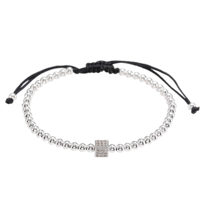 5pcs/lot CZ Paved Square Spacer Bracelets for Men Silver Men Bracelets Charms Beads Beyond