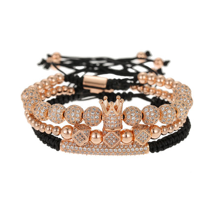 3pcs/set CZ Paved Bracelets & Bangles for Men Rose Gold Men Bracelets Charms Beads Beyond