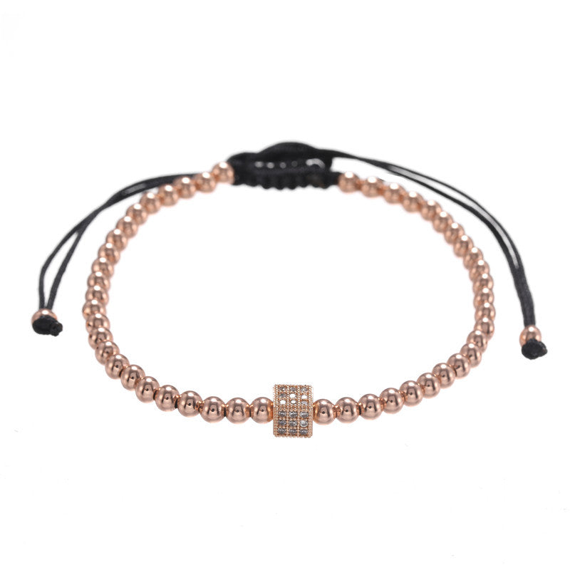 5pcs/lot CZ Paved Square Spacer Bracelets for Men Rose Gold Men Bracelets Charms Beads Beyond