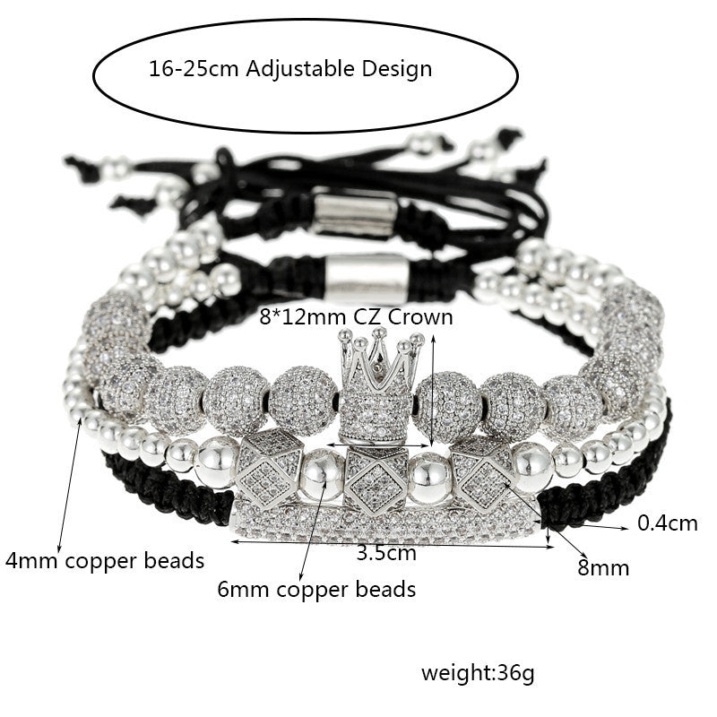 3pcs/set CZ Paved Bracelets & Bangles for Men Men Bracelets Charms Beads Beyond