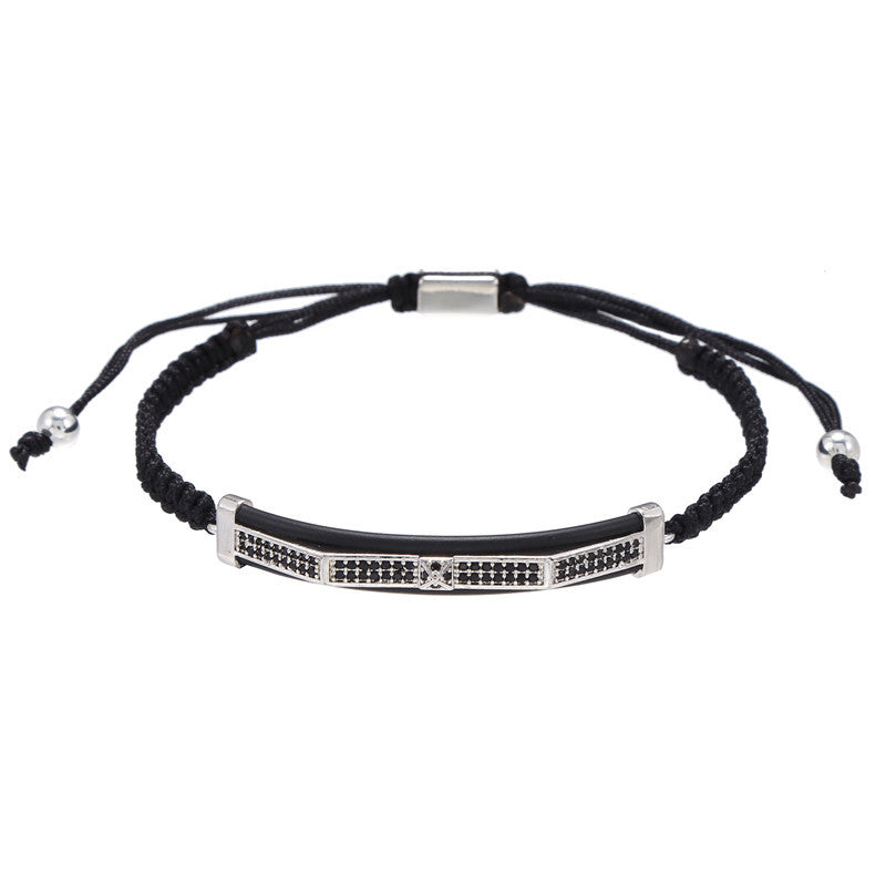 5pcs/lot CZ Paved Curved Bracelets for Men Silver Men Bracelets Charms Beads Beyond