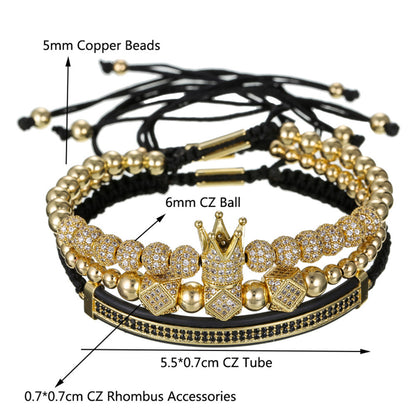 3pcs/set 6mm CZ Ball Beads Clear Octagon Bracelets for Men Men Bracelets Charms Beads Beyond