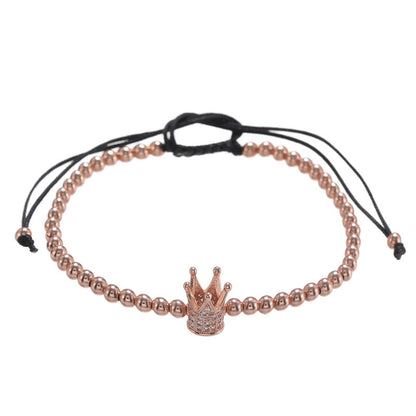 5pcs/lot CZ Paved Crown Bracelets for Men Rose Gold Men Bracelets Charms Beads Beyond
